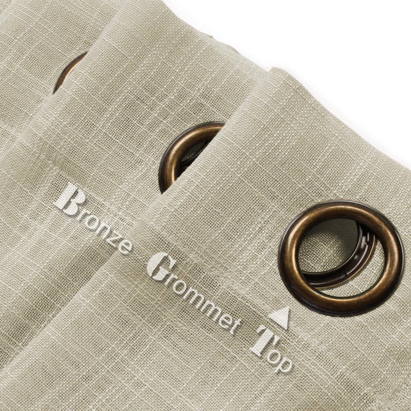 VOILYBIRD Palma Linen Semi Sheer Curtains for Bedroom 63 Inch Length Light Filtering Draperies Bronze Grommet Set of 2 Panels (52''W x 63''L, Beige) - Image 2